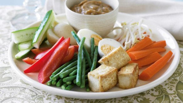 Gado gado salad with peanut sauce. 