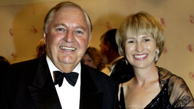 Alan Bond and second wife Diana Bliss at the America's Cup 20th anniversary ball at the Hyatt Hotel.  