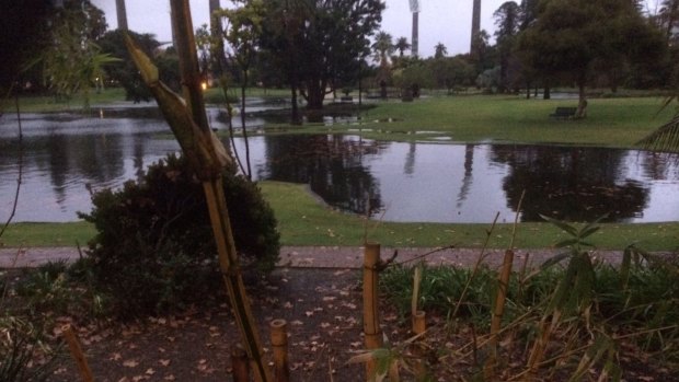 Popular tourist spot Queens Gardens was flooded overnight.