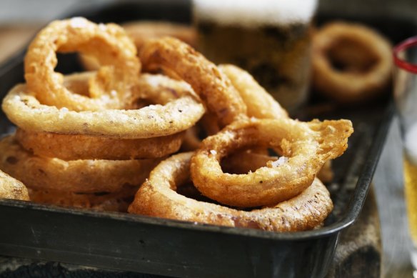 Fried onion rings by Neil Perry.