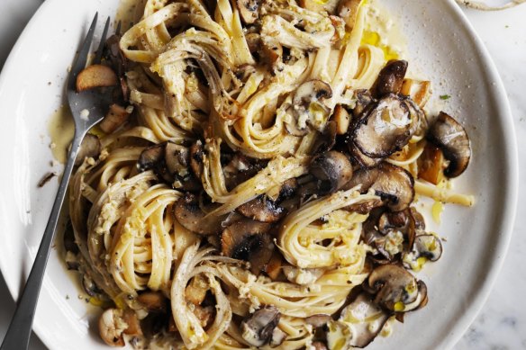 Five-mushroom fettuccine.