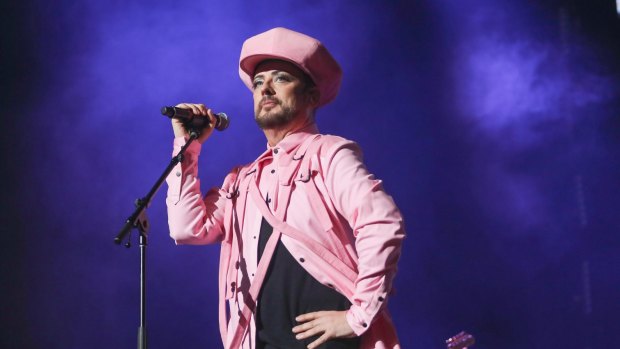 Boy George, lead singer of Culture Club performs on stage at Rod Laver Arena, Melbourne, on June 10. 