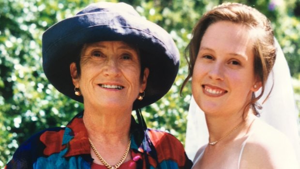 NSW teacher Gabrielle Maina pictured on her wedding day with her mother, Janet Flanagan.
