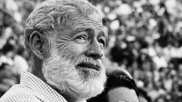 US novelist Ernest Hemingway attending a bullfight in Madrid, Spain. 