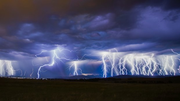 Canberra storm-chaser and photographer Matt Tomkins captured this stunning shot from his house as the storm rolled in from over the Brindabellas overnight.