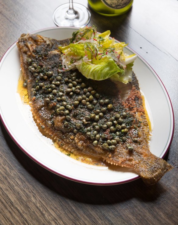 Flounder with butter and capers.