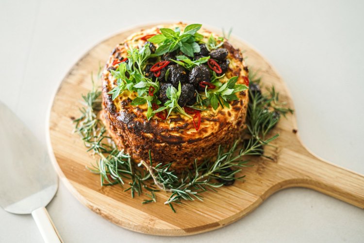 Baked spiced ricotta with jammy tomatoes.  