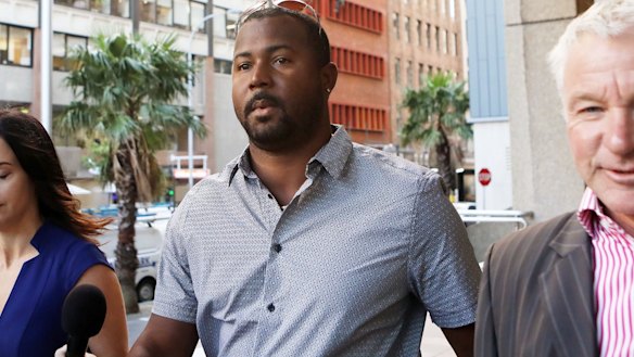 West Indies' Cricket player Dwayne Smith arrives at the NSW Supreme Court. 