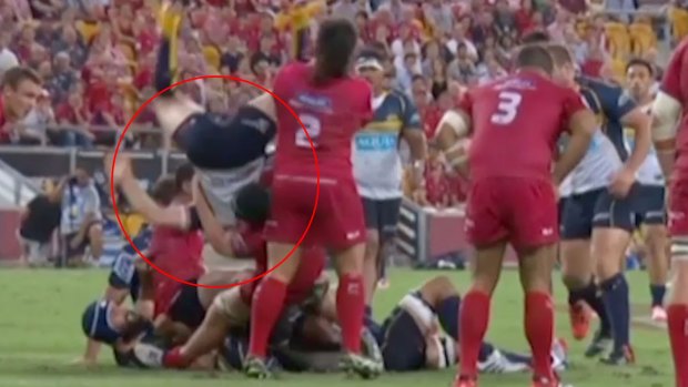 Controversy: Liam Gill throws Nic White out of the ruck. 