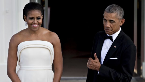US President Barack Obama and US First Lady Michelle Obama during an arrival for Singapore Prime Minister Lee Hsien Loong to the state dinner at the White House in August.