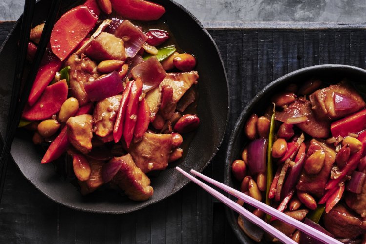 Adam Liaw's Chinese almond chicken stir-fry.