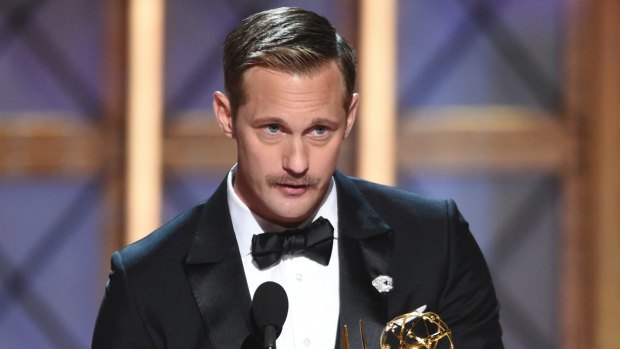Alexander Skarsgard accepts the award for outstanding supporting actor in a limited series or a movie for Big Little Lies.