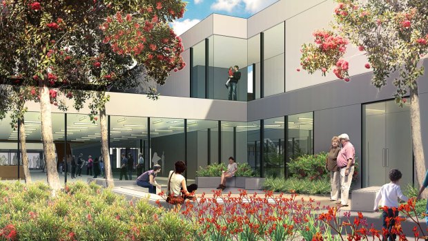 An artist's impression of the courtyard of the new University of Canberra public hospital.