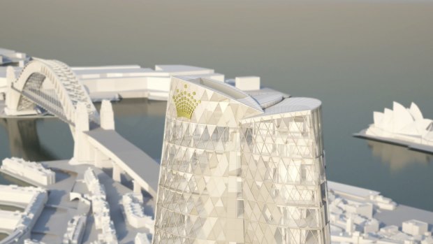 High life: an artist's impression of the top of the Crown Resorts tower. 