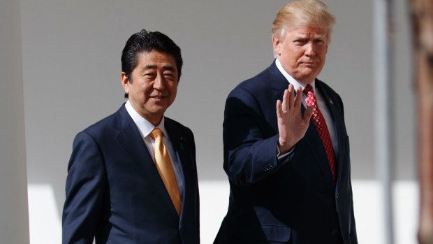 Japanese Prime Minister Shinzo Abe pictured with US President Donald Trump.