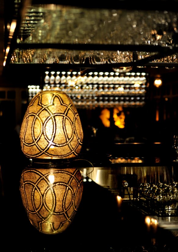 Opulent lanterns inside Ottoman restaurant.