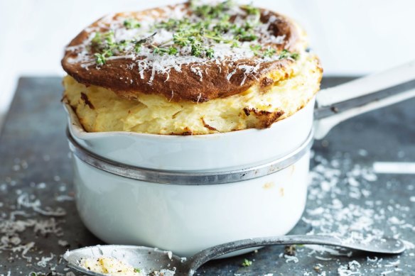 Jill Dupleix's really basic giant cheese souffle. 