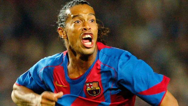 Top of the world: Ronaldinho in his Barcelona days.