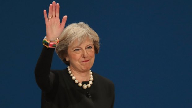 British Prime Minister Theresa May at the Conservative Party Conference in Birmingham.