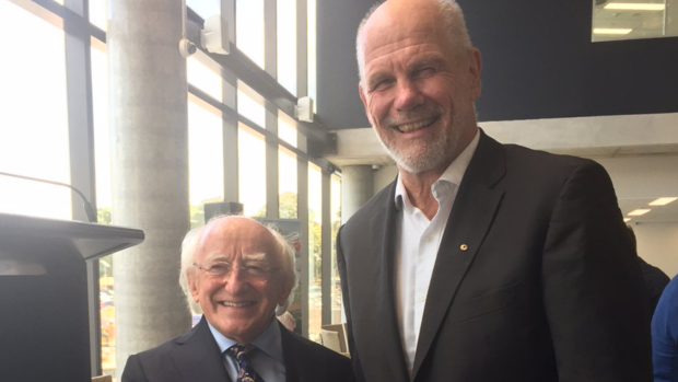  President of Ireland Michael D Higgins and Peter FitzSImons