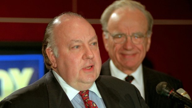 Roger Ailes and Rupert Murdoch in 1996 announcing Ailes as chairman and CEO of Fox News.