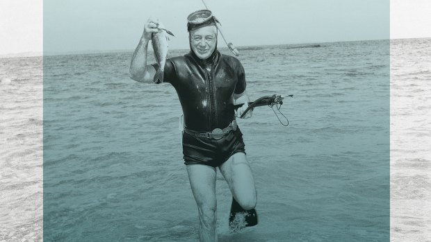 Sir Harold Holt spearfishing at Portsea, in Port Phillip Bay, Victoria shortly before his death. 