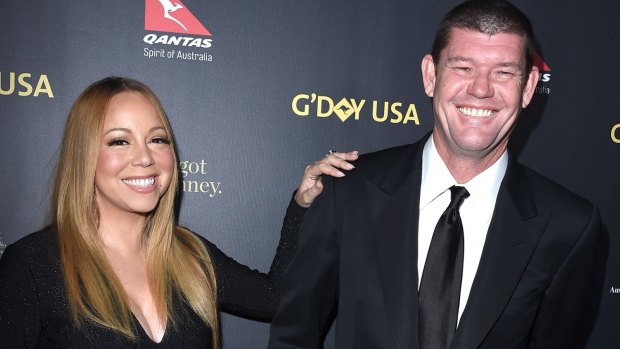 James Packer and Mariah Carey arrive at the 2016 G'Day USA Gala.