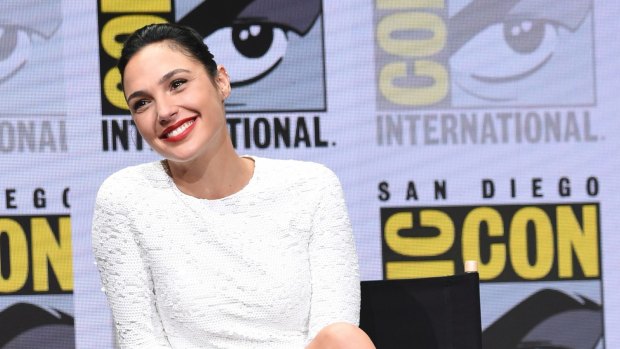 Gal Gadot attends the Warner Bros. "Justice League" panel on day three of Comic-Con.