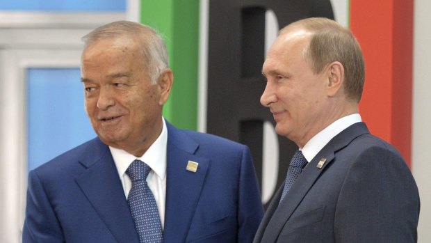 Uzbekistan's President Islam Karimov with Russia's President Vladimir Putin on Thursday at a summit in Ufa, Russia.