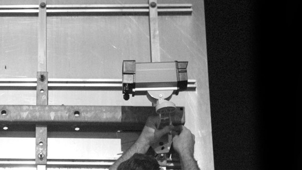 Installation of an imitation security camera as part of a creative protest about the G20.