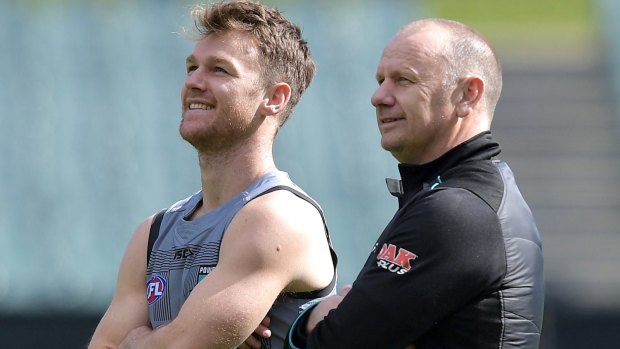 Port Adelaide star Robbie Gray with coach Ken Hinkley.