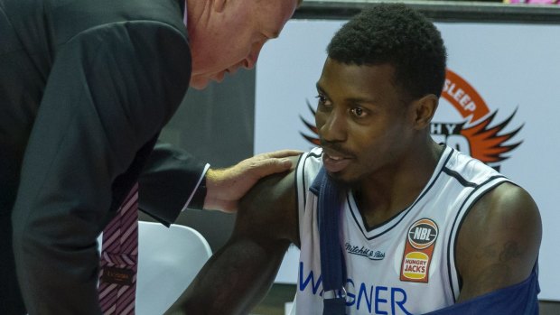 Sidelined: Melbourne United star Casey Prather is racing to overcome a dislocated elbow.