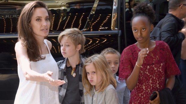 Angelina Jolie and her children, from left, Shiloh Jolie-Pitt, Vivienne Jolie-Pitt, Knox Jolie-Pitt and Zahara Jolie-Pitt, at the premiere of 'The Breadwinner' at the Toronto International Film Festival.
