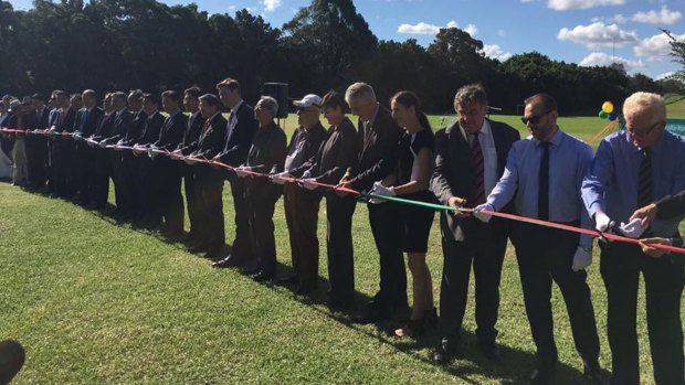 The ribbon cutting ceremony for the Memorial Garden at Bressington Park on Friday.