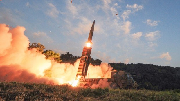 South Korea's Hyunmoo II ballistic missile is fired as tensions mount on the Korean Peninsula.