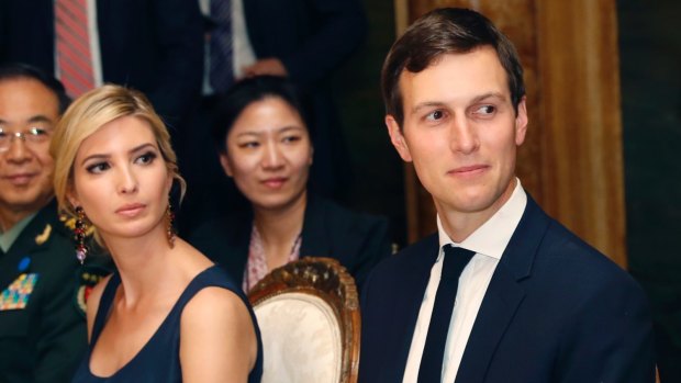 Ivanka Trump and husband Jared Kushner, with Chinese president Xi Jinping at Mar-a-Lago.