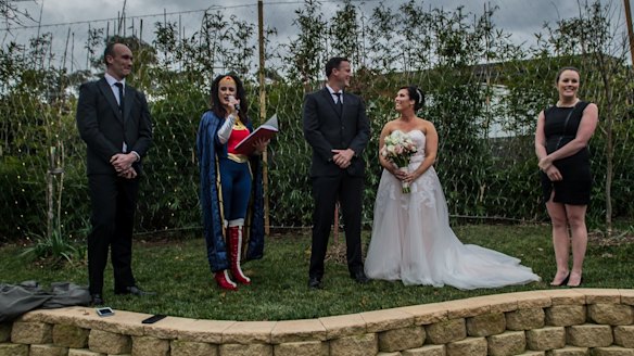 Wonder Woman and the Kardashians appear at surprise Canberra wedding