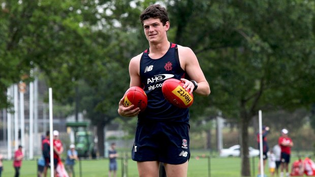 Melbourne's Angus Brayshaw is already strongly built.