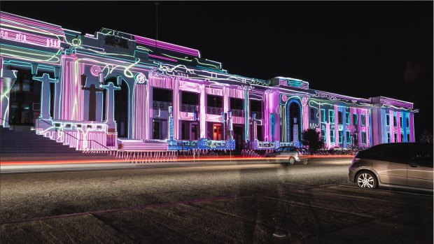 Old Parliament House during Enlighten 2014.