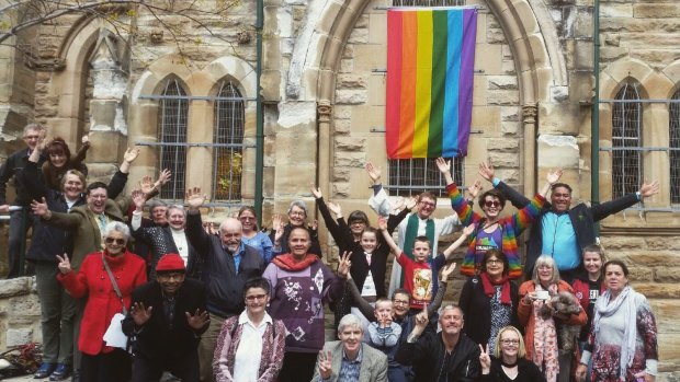 A rainbow flag, which has flown outside the front of a Uniting Church in the Redfern-Waterloo area, has been cut down twice in the past three weeks.