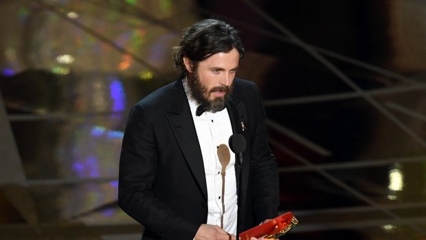 Casey Affleck accepts the Oscar for best actor for his performance in <i>Machester by the Sea</i>.