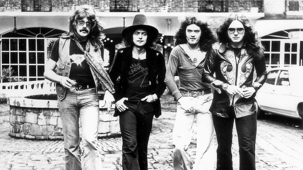 Deep Purple members (from left) Jon Lord, Ritchie Blackmore, Glenn Hughes and David Coverdale in Australia in 1975.