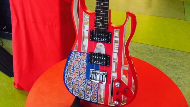 A guitar on show at Beyond 3D Printing: The Evolving Digital Landscape
