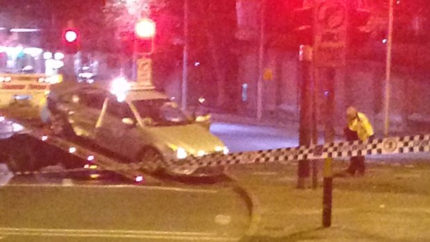 The scene of a crash in Surry Hills on Saturday morning. 