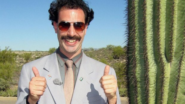 Sacha Baron Cohen as Borat. 