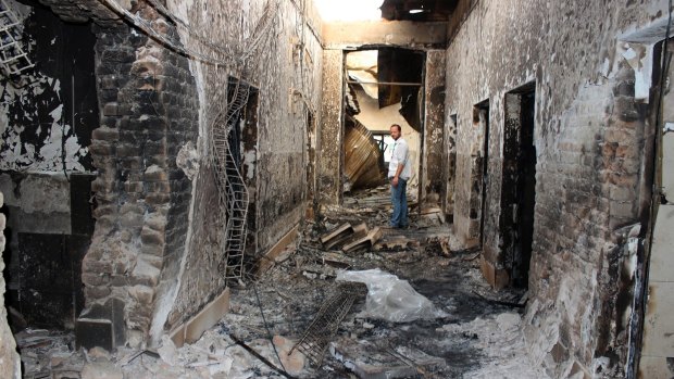 The charred remains of the Medecins Sans Frontieres hospital in Kunduz after it was hit by a US air strike.