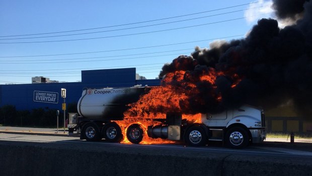 The tanker erupted in flames just before 9am.