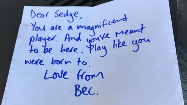 The letter from Adelaide coach Bec Goddard to Jess Sedunary. 