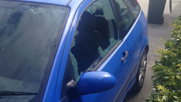 A car window smashed on Carnack Street.
