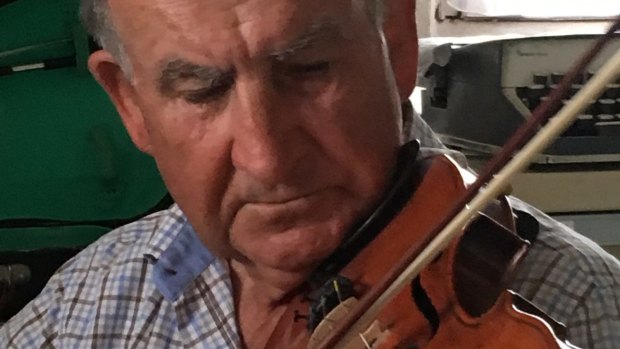 Gerald Murnane with his ''fiddle''.